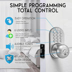 MiLocks TKK-02SN Tkk-Sn Digital Door Knob Lock with Electronic Keypad, Satin Nickel, Keypad, Keyless