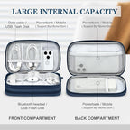 FYY Electronic Organizer, Travel Cable Organizer Bag Pouch Electronic Accessories Carry Case Portable Waterproof Double Layers Storage Bag for Cable, Cord, Charger, Phone, Earphone, Medium Size, Navy