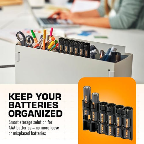 AAA Battery Storage Caddy by Storacell, Black, Holds 6 Batteries (Not included)