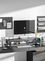 GECKOSTROLL 2-Tier Metal Computer monitor stand Laptop Desk Shelf & Monitor Riser ，27.55 inches long desk riser ,22W charging power, 2 USB 3.0 ports, and 1 USB 2.0 port Monitors/PC/Laptop/Computer Space Saver Organizer(USB Hub Fast Charging Version, Tw...