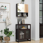 Wall Mounted Storage Cabinet with Mirror & Adjustable Shelves- Bathroom Medicine Cabinet with Towel Bar for Bathroom, Laundary, Enterway,Bedroom