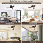 Glowall Small Ceiling Fan with Lights and Remote, 25 Inch Flush Mount, Reversible Quiet DC Motor, 3 Blades, 6 Wind Speeds, Dimmable LED, Adjustable Color Temperature, Timer
