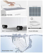 Waykar 150 Pint Energy Star Dehumidifier for Large Rooms up to 7,000 Sq. Ft. for Home, Basement, Commercial, Industrial, with Drain Hose & Tank, Auto Defrost, Ultra Quiet, Smart Auto Comfort Mode