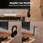 ULTRARM Moodular Add-ons Headphone Stand [Accessory Only - Requires Moodular Wooden Monitor Stand Slide Rails for Use] Black MSA-HS