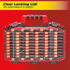 Ontel Battery Daddy Storage & Organizer Case with Light and Tester, Stores & Protects Over 200 Batteries, Double-Sided, Durable Design with Clear Locking Lid, Secure Latches & Portable Carrying Handle