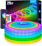 maylit 360 Degree Luminous Reticulate Weave Rope Lights, 25ft Addressable ICRGB LED Strip Lights, Music Sync, DIY Design, USB Powered Flexible LED Lights for Gaming Room Living Bedroom Wall Decor