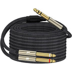 ZTOXLR 1/4 inch TRS Stereo Y-Splitter Insert Cable, 1/4 Inch Male Jack to Dual 1/4inch(6.35mm) Male TS Mono Breakout Cable Audio Patch Cord (26FT)