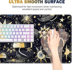 Gaming Mouse Pad, Large Desk Mat, Cute Desk Pad Protector, 4in1 XXL Mousepad + Keyboard Wrist Rest+Mouse Wrist Rest+Coaster Set with Ergonomic Desk Pad for Home Office PC Computer, Stars and Moon