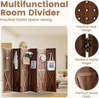 ALeesing 6 Panel Pegboard Room Divider, 5.6Ft Pegboard Display Folding Privacy Screens, Wood Room Divider Peg Board Display Freestanding for Trade Show Craft Show Home Wall Organizer, Brown
