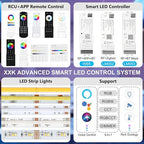 XXK RC02RFB RF Remoter, 4-Zone 2.4G Handheld RF Remote Control Compatible with CCT LED Controller, 99ft Wireless Control 4 Channel Group Control for Home CCT LED Strip Lights