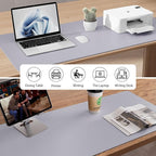 Aothia Large PU Leather Desk Pad Protector - Non-Slip Mouse Pad & Writing Mat for Office/Home, Waterproof, Easy to Clean (36" x 17", Smoky Lavender)