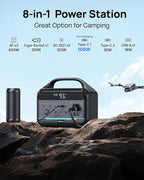 DARAN Portable Power Station 600W(1200W Surge) - 288Wh(90,000mAh) Solar Generator LiFePO4 Battery with AC DC Outlets, 8.3LB Portable Charging Station for Camping, RV, Home, Emergency (Solar Optional)