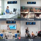 CHKOSDA 28.4''Large Digital Wall Clock,Automic Digital Clock with Alarm,Clendar and Termperature,Auto Time Sync with Easy Operation, Big Gym Timer with Countdown,Countup and Interval Workout(Blue)