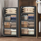 Extra Large Stackable Storage Bins with Lids & Wheels, 1344QT-168QT/42GAL*8Pack Foldable Collapsible Closet Organizers Dark Storage Cabinet with Doors for Bedroom Dorm