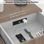 Furniture Drawer Outlet, Recessed Power Strip with (3) PD 20W USB Ports Fast Charging & (3) 15 Amp AC Outlets, (14 AWG) 5 FT Spring Black Cord