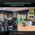 TONGVEO PTZ Camera AI Auto Tracking 12X Optical Zoom Conference Room Camera Wide View HDMI/USB3.0 60fps 1080P Video Conference for Church Worship Meeting Online Learn with Zoom YouTube OBS and More