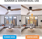 revoici 52'' Ceiling Fan with Lights and Remote, 3 Blade Amber Wood Low Profile Flush Mount Ceiling Fan Indoor, Reversible 6 Speeds Dimmable LED Light Fan for Bedroom Living Room Farmhouse