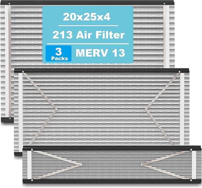 (3-Pack) 213 Replacement Filter Compatible with April-Aire Air Purifiers Actual Size: 21" x 24.75" x 4", Nominal Size: 20''x25''x4'' 1210,1620,2210,2216,3210 MERV-13 Furnace Filter Replacement