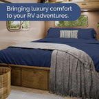 RV Short Queen Sheet Set 60 X 75 - 4 Piece RV Short Queen Bed Sheets - Soft, Breathable & Cooling - Designed for Bunks, Trailers & Camper - Fits 8” to 12" Mattress - Hotel Luxury Bedding - Navy Blue