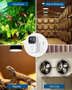 DEWENWILS Digital Temperature Controller, 2 Pack15A/1800W Thermostat Outlet Plug, VA Display Heating Cooling Control Timer, -40℉~210℉, Cyclic Timing/Countdown, for Greenhouse Incubator Homebrew
