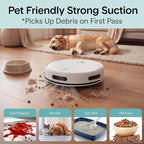 SereneLife Automatic Robot Vacuum Cleaner and Mop Combo, Pro Edition with Upgraded Battery, Extreme Suction, Internal Water Tank - Smart App Control, Ideal for Pet Hair, Carpet and Hard Floors, White