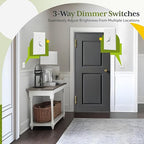 TG Toggle Dimmer Switch for LED, CFL, Incandescent Bulbs, Single-Pole or 3-Way, 2-Wire, No Neutral Required, Quiet Glide, UL-Listed, Wall Plate Included, White, 6-Pack