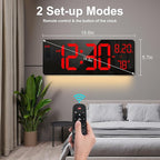 XREXS 16.5" Digital Clock Large Display with Remote Control 7 Color Changes Night Lights LED Wall Clock, Adjustable Dimmer, Temperature Clock for Bedroom, Desk Alarm Clock Gift for Teens Elderly