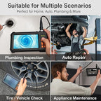 Endoscope Camera with Light 1920P HD Dual-Lens Borescope with 8 LED Lights, IP67 Waterproof Snake Sewer Tools 4.3" Inspection Camera,16.4ft Semi-Rigid Drain Endoscope
