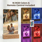 MamaEra Valentine’s Day Gift for Him - Personalized Photo Collage Night Light for Couples - Custom Acrylic LED Lamp with Names & Engraved Wooden Base - Romantic Anniversary, Wedding