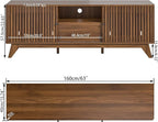 Oubayajia Mid Century Modern TV Stand for Televisions up to 70 Inches, with Sliding Doors and Storage, Curved Edge Television Stands, TV Consoles, Media Consoles for Living Room (Walnut, 63inch)