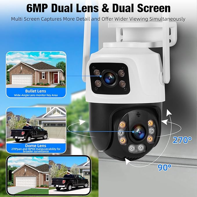 Fuers Wireless WiFi Security Camera System, 8CH HD NVR Kit, 4Pcs 5MP CCTV Home Dual Lens Security Camera System for Indoor/Outdoor Use, Night Vision, Waterproof, Motion Detection, 500G Hard Drive