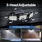 VIVOHOME Solar Flood Lights Outdoor, 256 LED 2500LM Motion Sensor Lights, 3 Adjustable Heads Security Lights, IP65 Waterproof, 270° Wide Lighting Angle Solar Powered Lights for Porch, Yard, 2 Pack