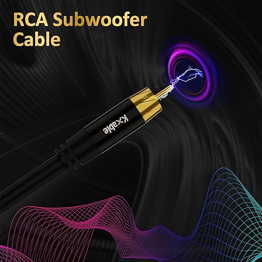 Subwoofer Cable RCA to RCA Audio Cable 25FT, Digital Coaxial Audio Cable, Premium S/PDIF RCA Cord for Home Theater, HDTV, Subwoofer, Hi-Fi System, Amplifier, 22AWG Tinned Copper, Double Shielded
