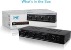 Pyle 4 Channel Speaker Selector Switch - Multi Zone A B Speaker Distribution Controller Box w/Independent Audio Source Volume Control, Supports Home Theater Stereo Amplifier Receiver System - PSLSW4