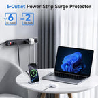 [ETL Listed] Cable Matters 2-Pack 6-Outlet Surge Protector Power Strip with USB Ports - 8ft, Long Extension Cord, Surge Protector with USB Ports, Black