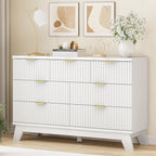 Xixini Fluted Dresser for Bedroom with 7 Drawers, 48" Wide Modern Chest of Drawers with Metal Handle, Wooden Dresser TV Stand, Wood Closet Clothes Storage Organizer for Living Room, Hallway, White