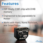 Shelly 2PM Gen3 | WiFi 2-Channel Smart Relay Switch with Power Metering | Home Automation | Roller Shutters, Blinds, Gates Control | Remote Control | Alexa & Google Home | iOS Android App