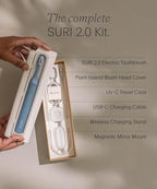 SURI 2.0 New Sonic Electric Toothbrush with Pressure Sensor & UV-Cleaning Travel Case | 1 Month+ Battery | Electric Toothbrush for Adults | Travel Toothbrushes | Tooth Brush | Blue