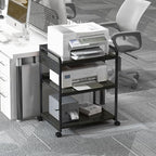 Livofloral Printer Stands with Charging Station, 25.2 x 18.9 Inch Large Printer Stand with Wheels for Home Office, 3 Tier Printer Table with Power Outlet USB Port, Printer Shredder Stand, Black