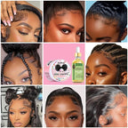 Edge Control Wax Strong Hold Non-greasy Hair Styling Gel - Edge Wax No Flaking Edge Control for Black Hair Edge Wax for Women Rosemary Hair Oil for Hair Growth Edge Brush Hair Braid Bonnet(7pcs)