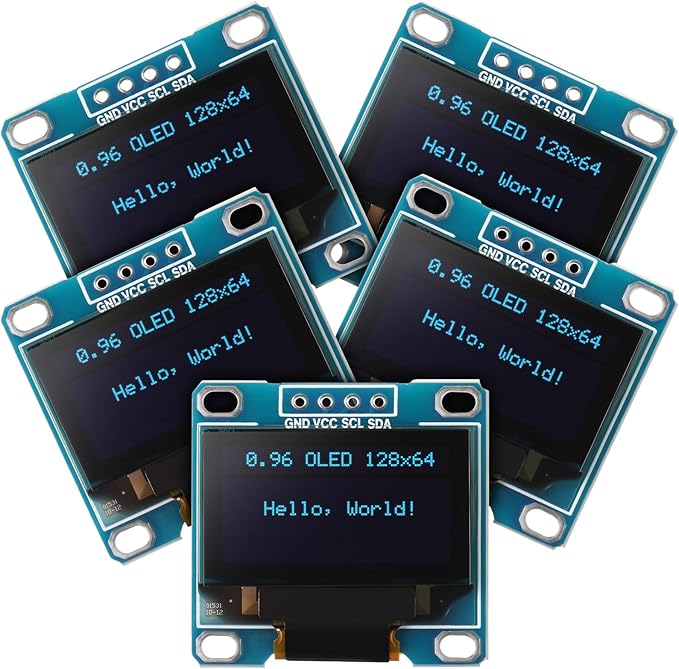 Weewooday 5 Pieces 0.96 Inch OLED Module 12864 128x64 Driver IIC I2C Serial Self-Luminous Display Board Compatible with Arduino/Raspberry PI(Blue)