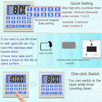 NUOSWEK Digital Timer Waterproof Shower Timer Shower Clock Direct Digit Entry Bathroom Kitchen Timer with Strong Magnet and Large LCD Display (Waterproof 13 Key)