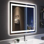 YEELAIT 36x30 Inch LED Bathroom Mirror with Lights Front and Backlit Lighted Vanity Mirror for Bathroom Wall with 3 Colors Dimmable Anti-Fog Memory Shatter-Proof IP54 Waterproof Horizontal/Vertical