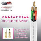 NATIONAL Wire&Cable - 14/4 Audiophile Speaker Wire (100 Feet) 14AWG Gauge - Made in USA - in Wall Audio Speaker Wire Cable/CL Rated/ETL Listed / 2 Conductors - OFC Oxygen-Free Copper, White 100ft