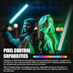 Mettlelite LS400P RGB Pixel LED Light Stick, Handheld Full Color RGBWW Continuous Output 2 ft with APP Control, 2800K-8000K, Customizable Pixel Light Effect, CRI97+ TLCI98+ Rechargeable Video Light