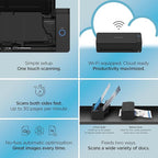 ScanSnap iX1300 Deluxe Compact Wireless or USB Double-Sided Color Document, Photo & Receipt Scanner with Auto Document Feeder and Manual Feeder for Mac or PC