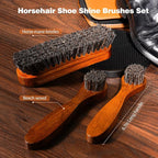 TOPUS Valentines Day Gifts Shoes Polish Kit, 3 Pieces Horsehair Brushes in 6.7in Handle, 1.4oz Black Brown Shoe Polisher