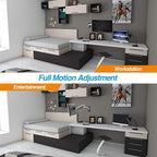 AVLT Single Extended 13"-32" Wall Mount - Curved/ Flat Monitor, Full Motion Height Swivel Tilt Rotation Adjustable Arm - VESA/Cable Management