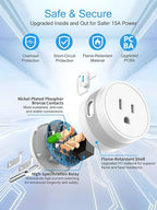 EIGHTREE 15A Smart Plug, Wi-Fi & Bluetooth Smart Outlet for High-Power Home Appliances, Works with Alexa & Google Home, Easy Setup, Timer & Remote Control, FCC & ETL Certified, 2.4GHz Wi-Fi Only