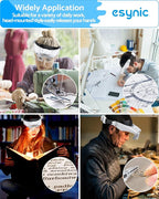 eSynic Head Magnifier with 2 LED Light-1.5X-13X Magnification with 5 Acylic Lens Set & Comfort Fit Design- 2 Level Brightness USB-C Rechargeable Headband, Hands-Free for Jewelry Repair/Reading/Crafts